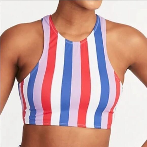 Old Navy striped swim bikini high-neck size small - Picture 1 of 6